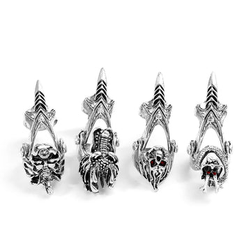 DAIIIBABYYY  -  Gothic Punk Knuckle Armor Rings Dragon Skull Metal Full Finger Joint Claw Rock Ring Halloween Unisex Adjustable Vintage Ring